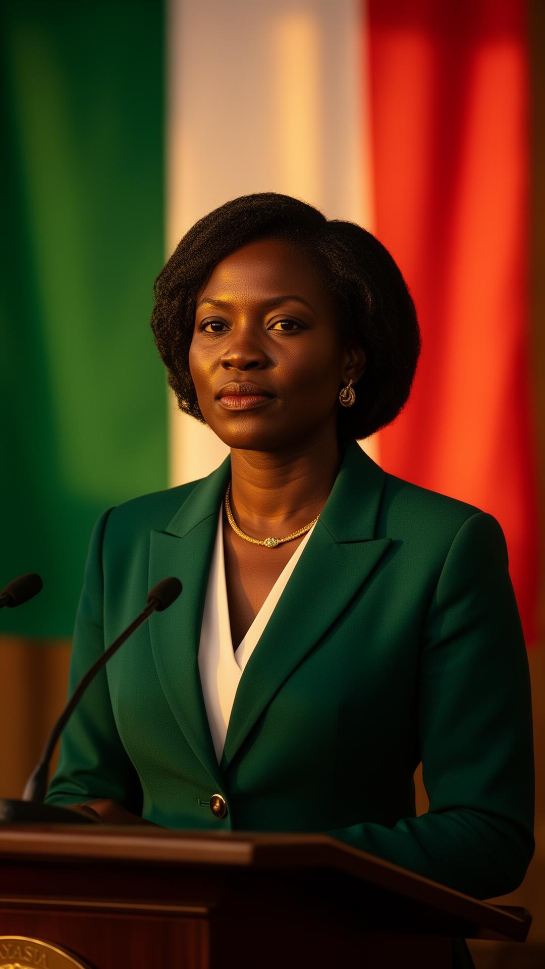 Nigerian woman leader at the podium